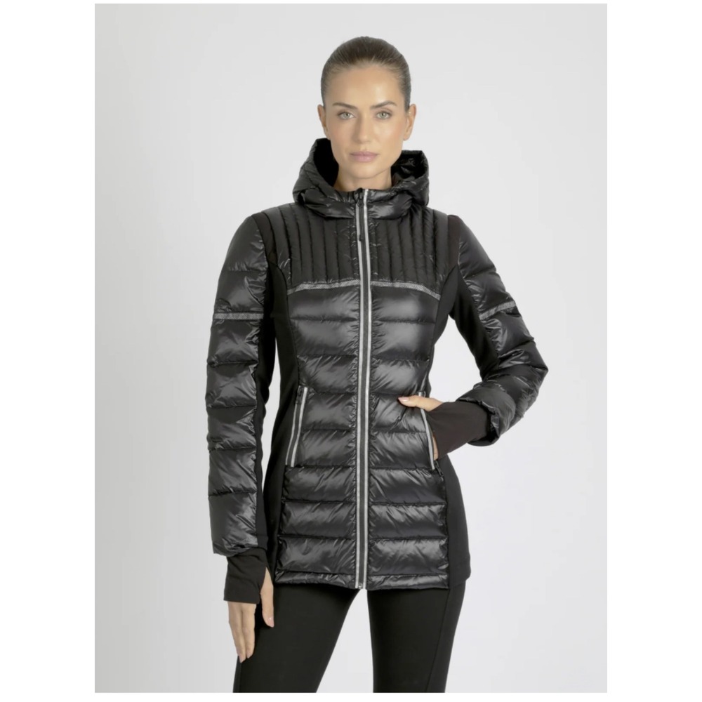 Blanc Noir Reflective Inset Down Filled Featherweight Hooded Parka Black‎ Small - Picture 2 of 9